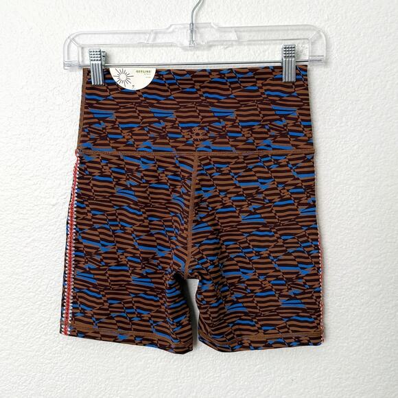 [Aerie] Offline Brown Goals Crochet Inset Geometric Bike Shorts NWT Sz Medium M - Picture 3 of 12